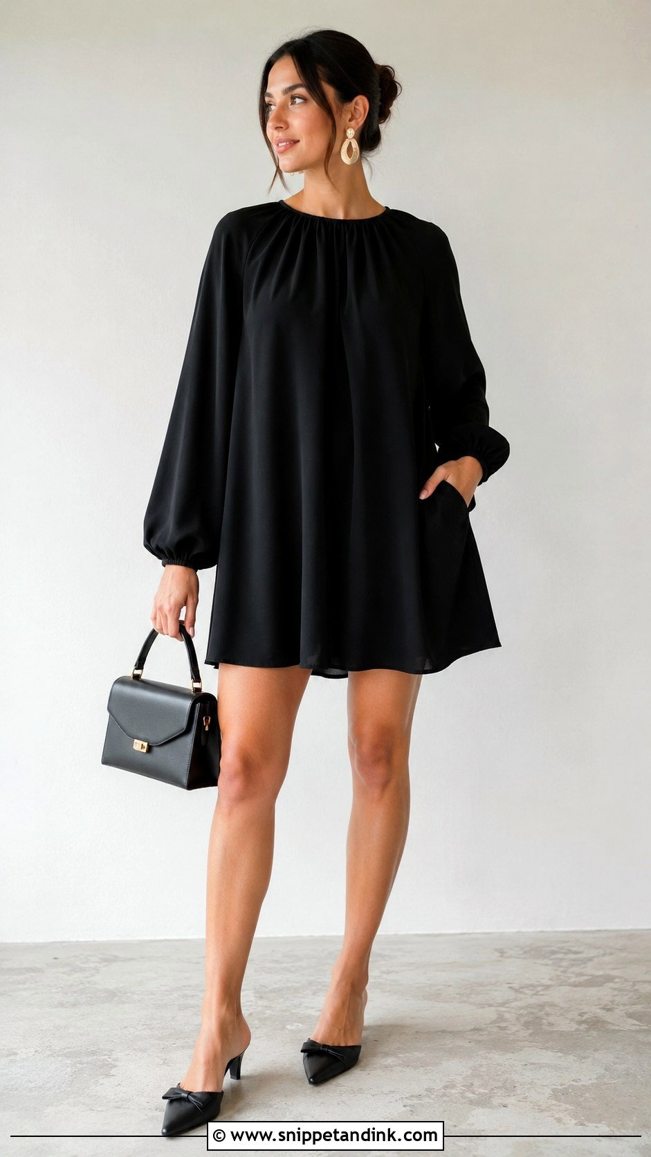 Short Plain Free Gown With Statement Earrings - Snippet and Ink - 30 Short Free Gown Ideas