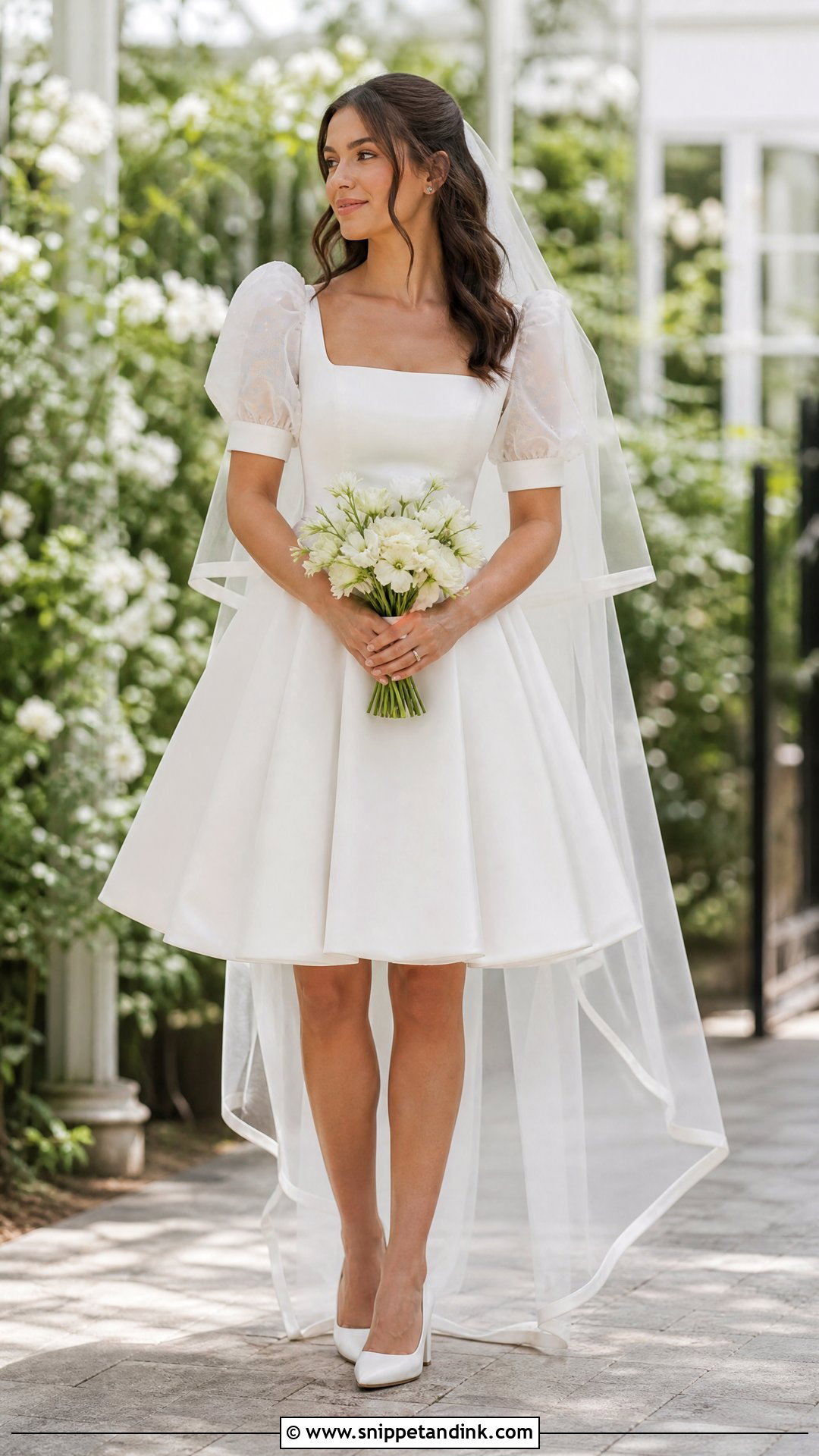 Short Puff Sleeve A Line Wedding Dress - Snippet and Ink - 25 Aline Wedding Dress with Sleeves