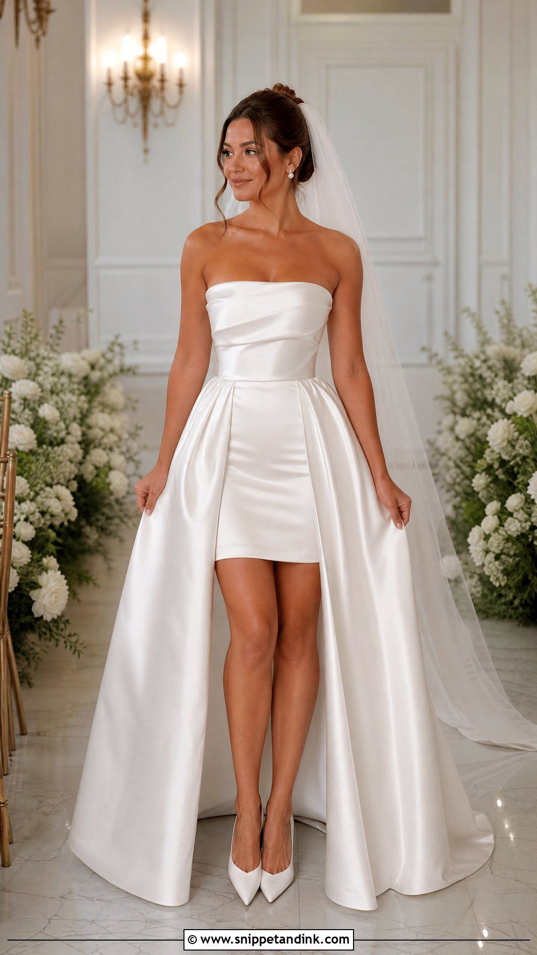 Short Satin Wedding Dress With Overskirt - Snippet and Ink - 20 Short Satin Wedding Dress Ideas