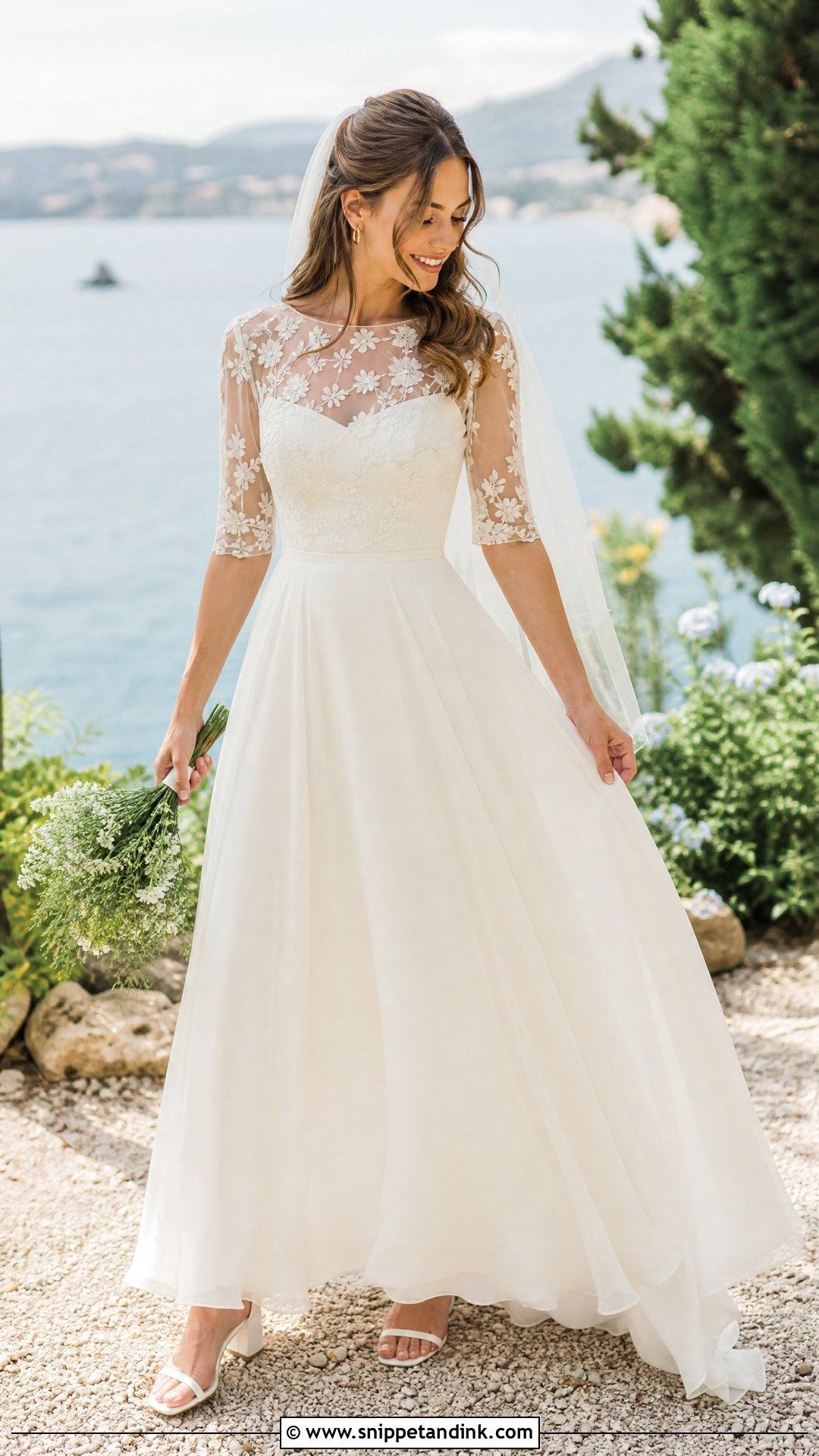 Short Sheer Sleeve Wedding Dress - Snippet and Ink - 20 Sheer Sleeve Wedding Dress Ideas