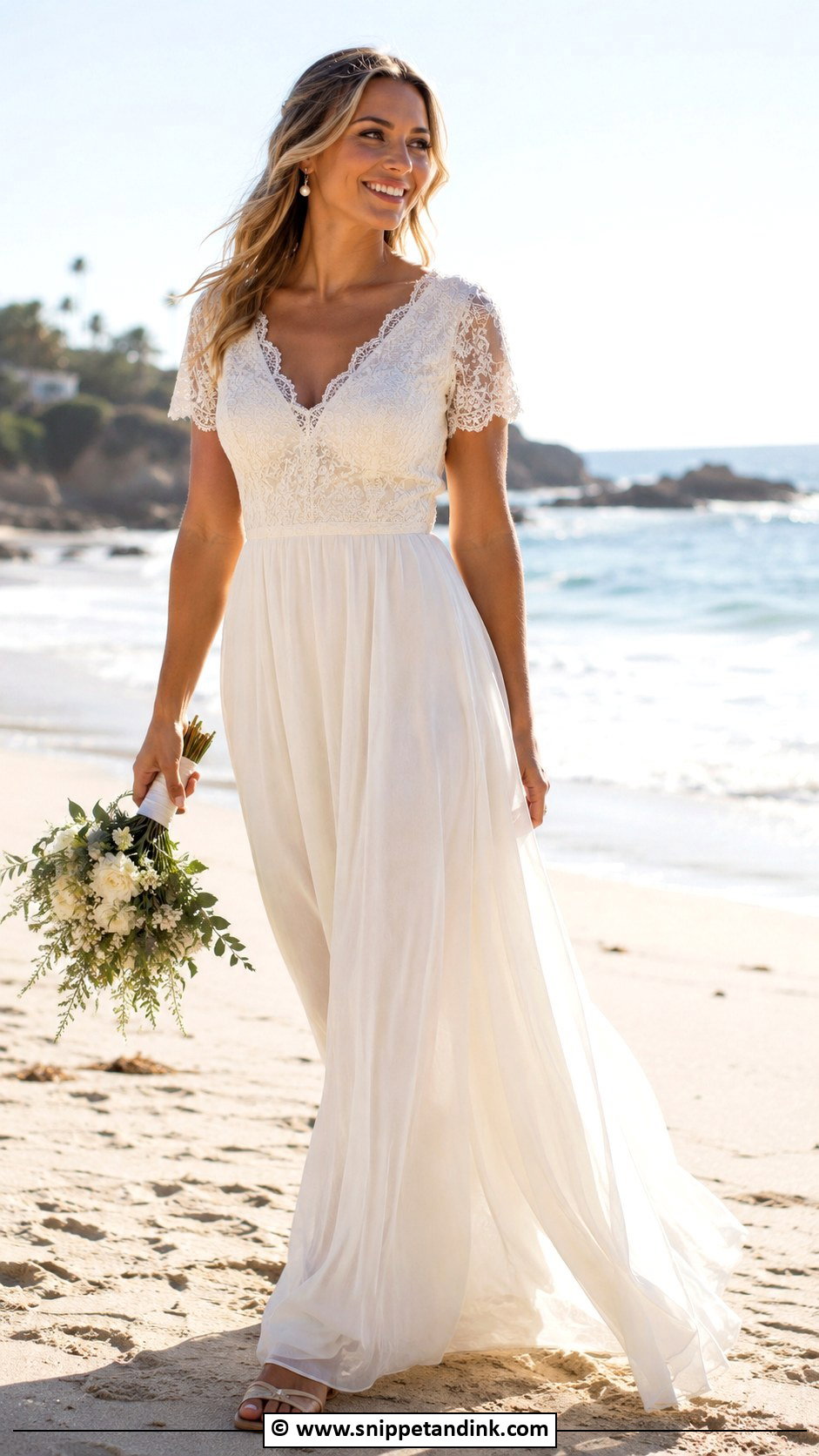 Short Sleeve Beach Wedding Dress - Snippet and Ink - 30 Short Sleeve Wedding Dress Ideas