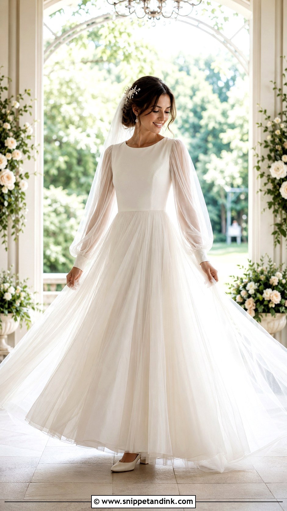 Short Sleeve Beaded A Line Wedding Dress - Snippet and Ink - 20 Modest a Line Wedding Dress Ideas