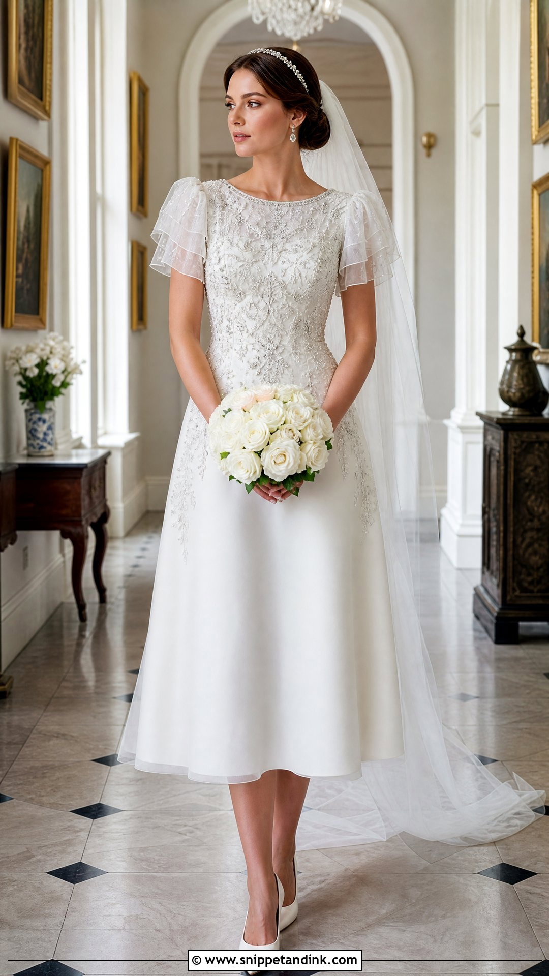 Short Sleeve Beaded Wedding Dress - Snippet and Ink - 20 Princess Beatrice Wedding Dress Ideas
