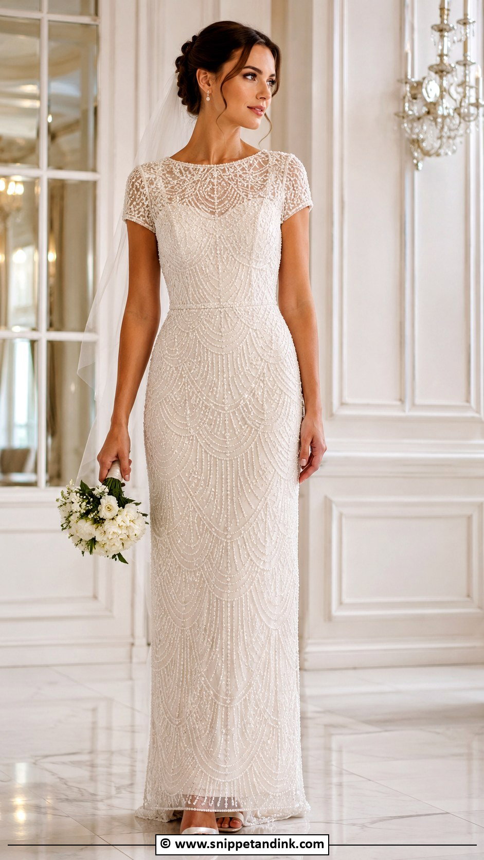 Short Sleeve Beaded Wedding Dress - Snippet and Ink - 30 Short Sleeve Wedding Dress Ideas