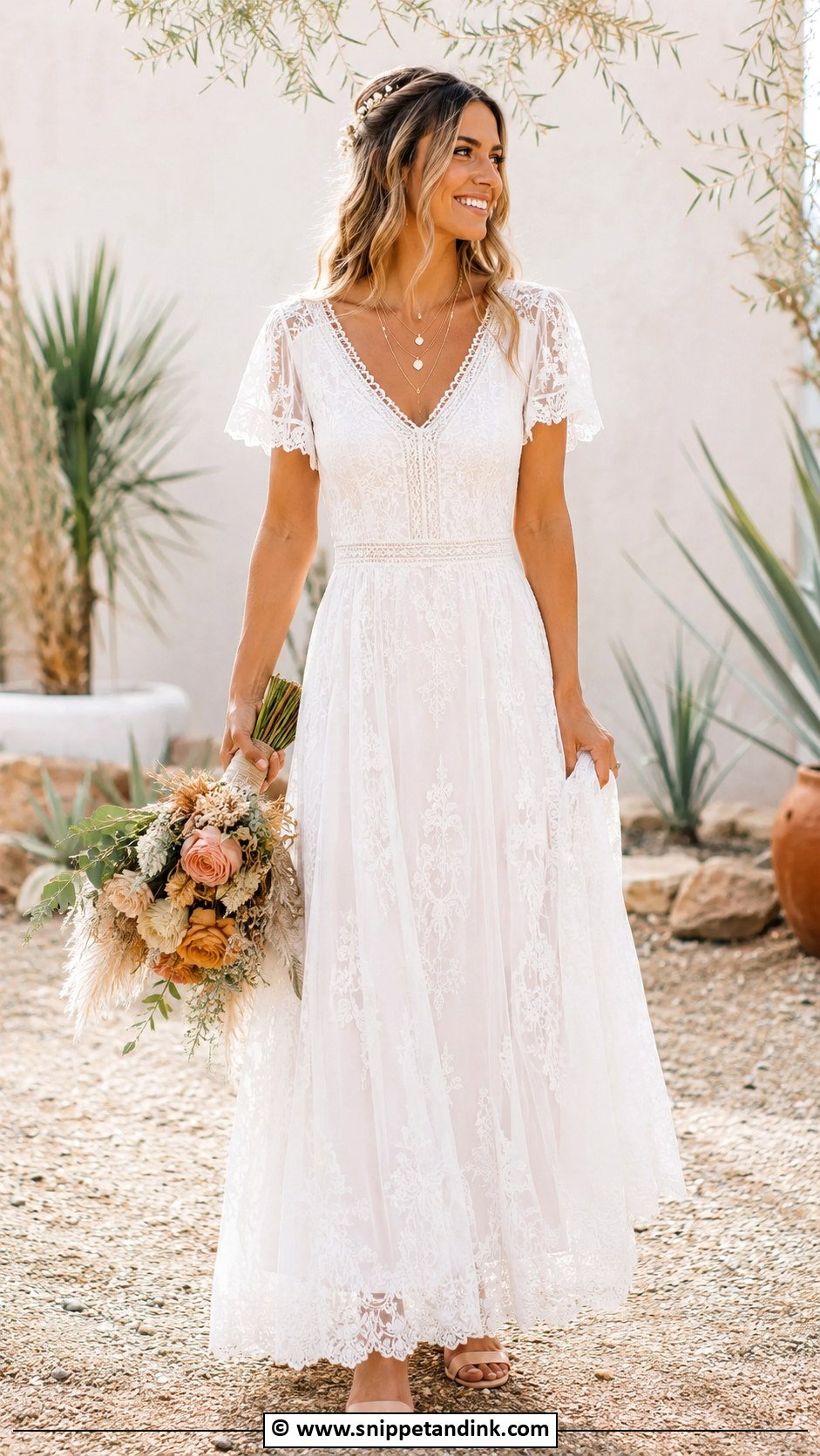 Short Sleeve Boho Wedding Dress - Snippet and Ink - 30 Short Sleeve Wedding Dress Ideas