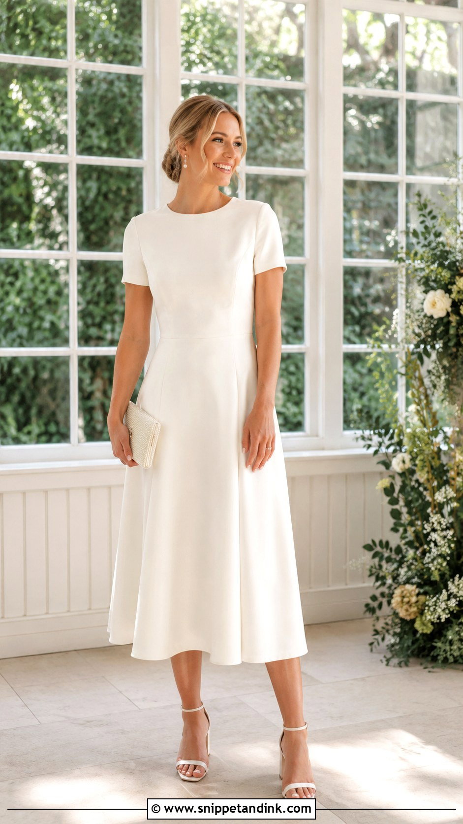 Short Sleeve Bridal Midi Dress - Snippet and Ink - 25 Changing Dresses for Brides