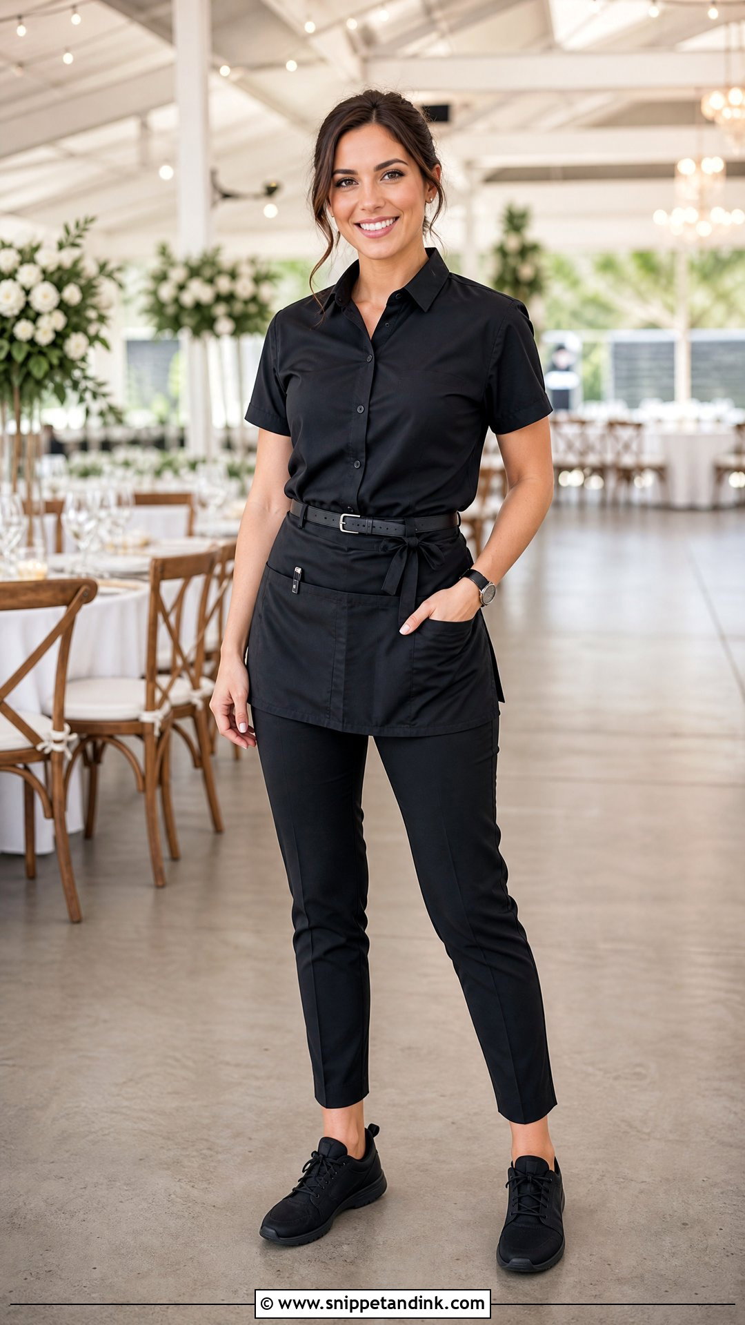 Short Sleeve Button Up Wedding Bartender Outfit - Snippet and Ink - 20 Wedding Bartender Outfit Ideas