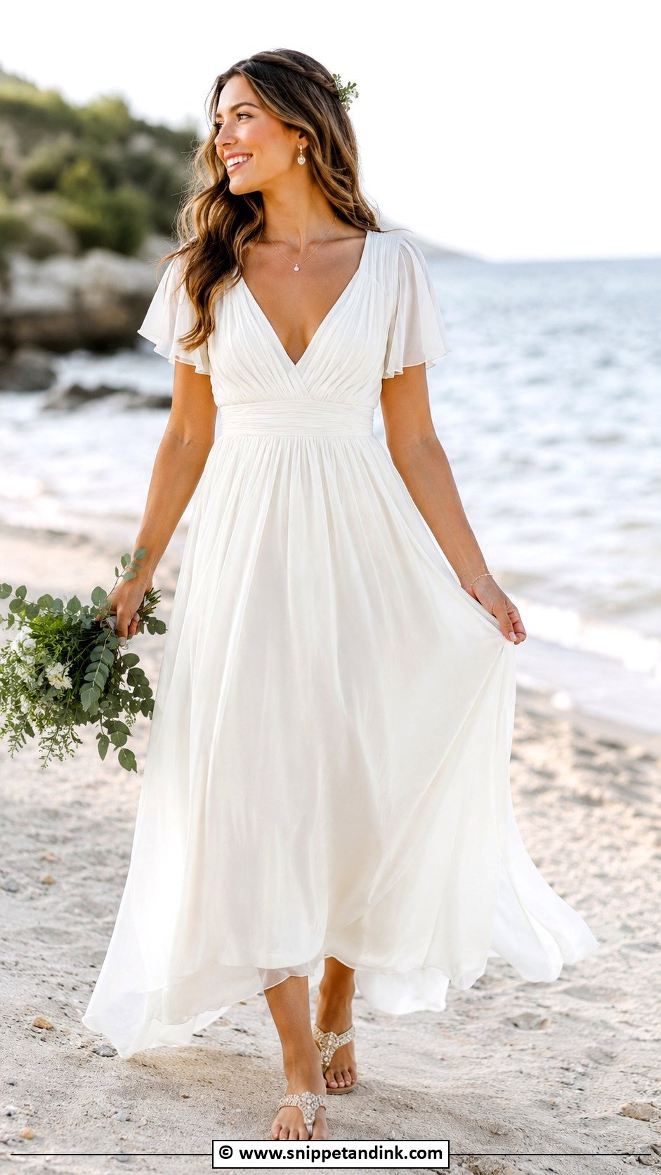 Short Sleeve Chiffon Wedding Dress - Snippet and Ink - 30 Short Sleeve Wedding Dress Ideas