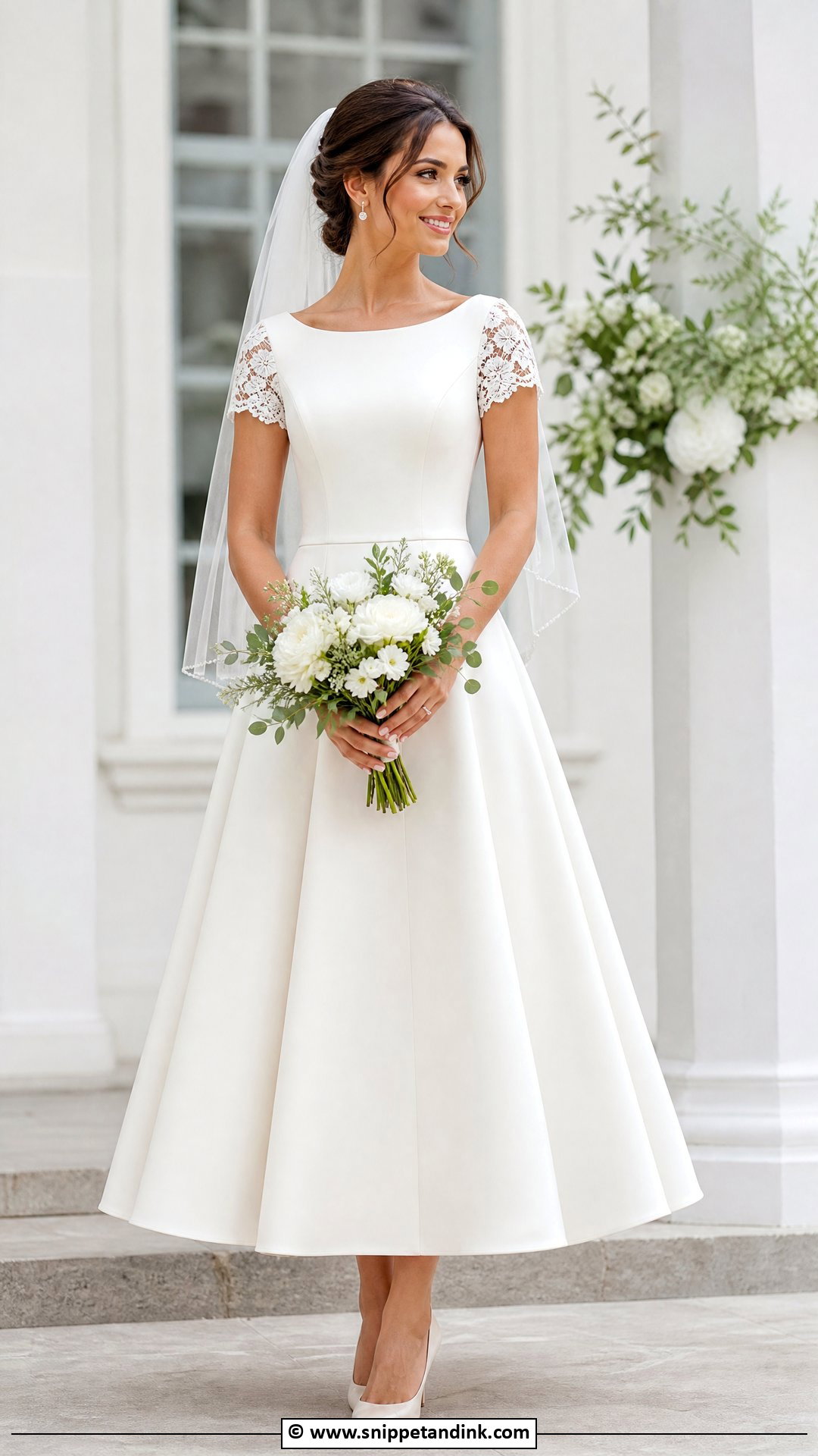 Short Sleeve Fit And Flare Wedding Dress - Snippet and Ink - 35 Fit and Flare Wedding Dress Ideas