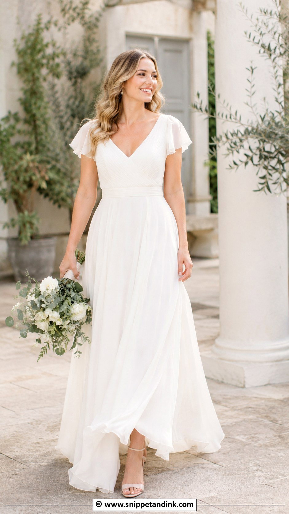 Short Sleeve Flutter Sleeve Wedding Dress - Snippet and Ink - 30 Short Sleeve Wedding Dress Ideas