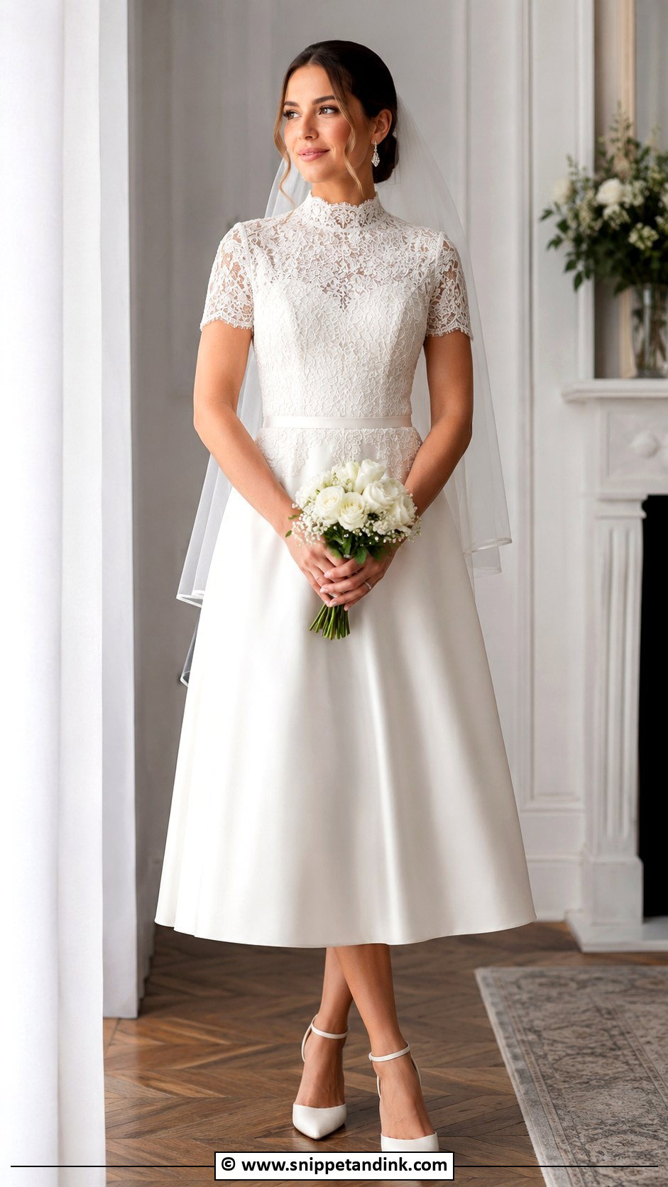 Short Sleeve High Neck Wedding Dress - Snippet and Ink - 30 Short Sleeve Wedding Dress Ideas