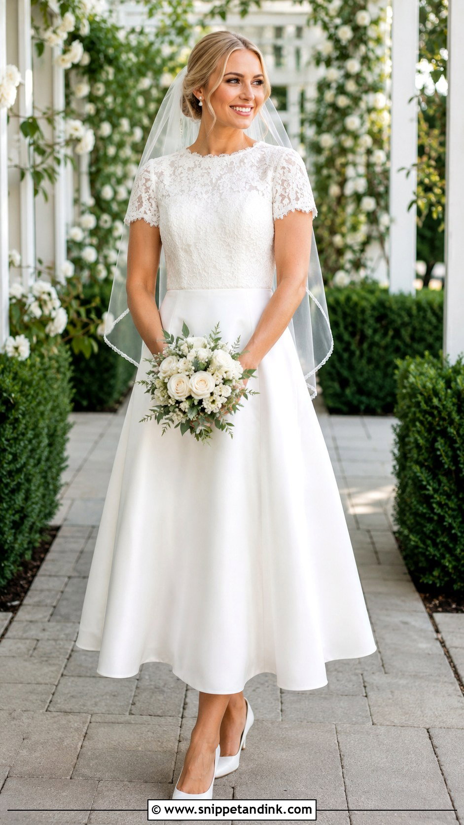 Short Sleeve LDS Wedding Dress - Snippet and Ink - 25 Lds Wedding Dresses