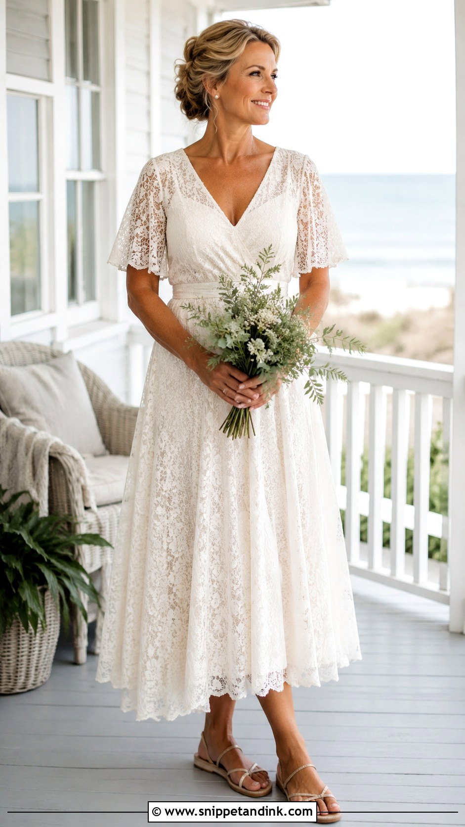Short Sleeve Lace Beach Wedding Dress - Snippet and Ink - 20 Casual Beach Wedding Dress Ideas