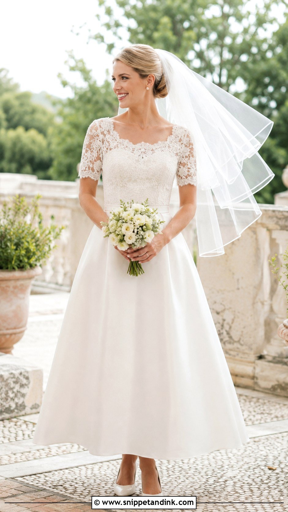 Short Sleeve Lace Wedding Dress - Snippet and Ink - 20 1990 Wedding Dress Ideas