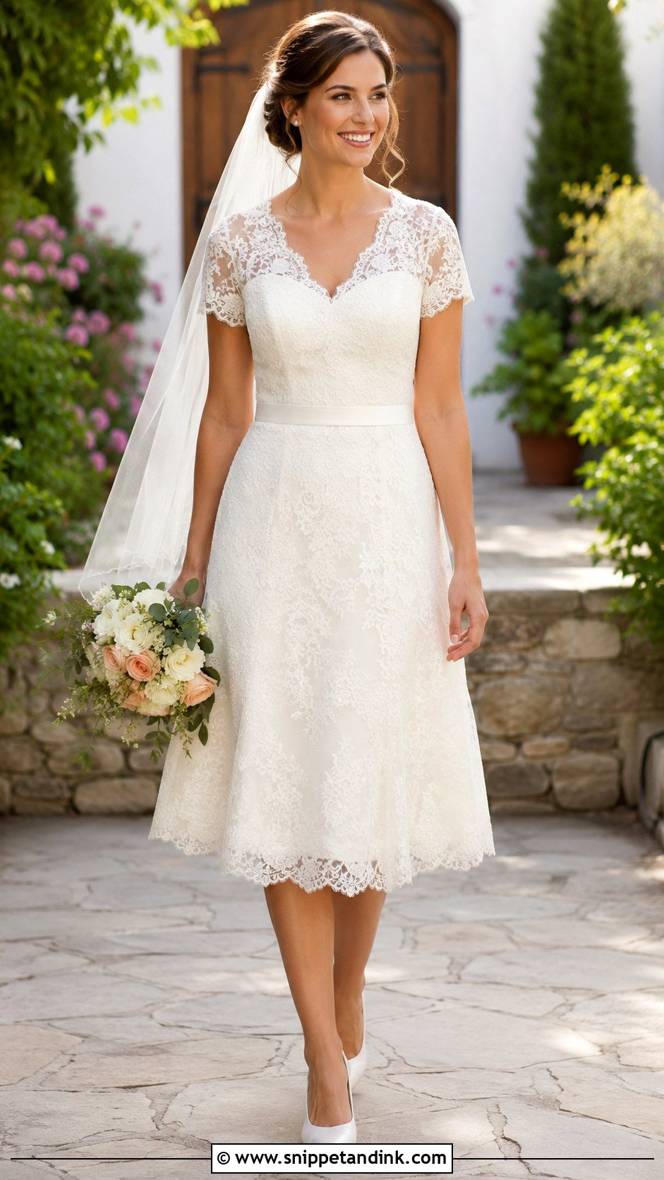 Short Sleeve Lace Wedding Dress - Snippet and Ink - 25 Modern Vintage Wedding Dress Ideas