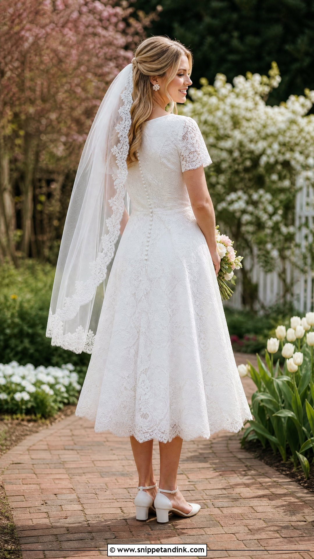 Short Sleeve Lace Wedding Dress With Buttons - Snippet and Ink - 20 Wedding Dress Buttons Down Back Ideas