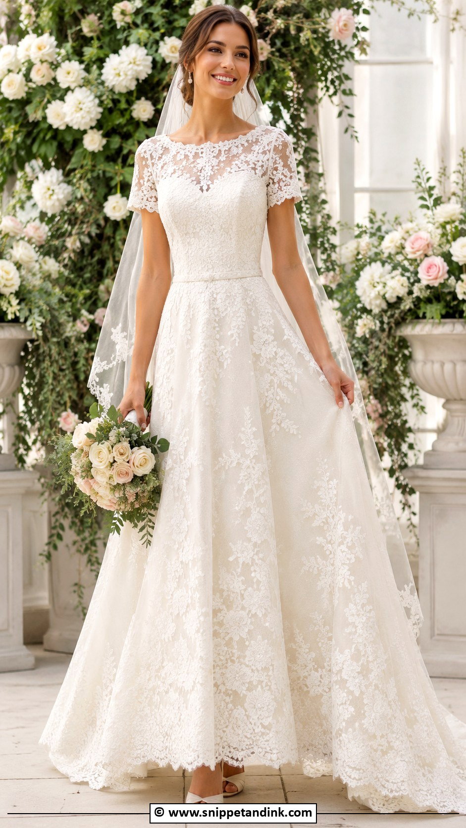 Short Sleeve Lace Wedding Dress - Snippet and Ink - 30 Short Sleeve Wedding Dress Ideas