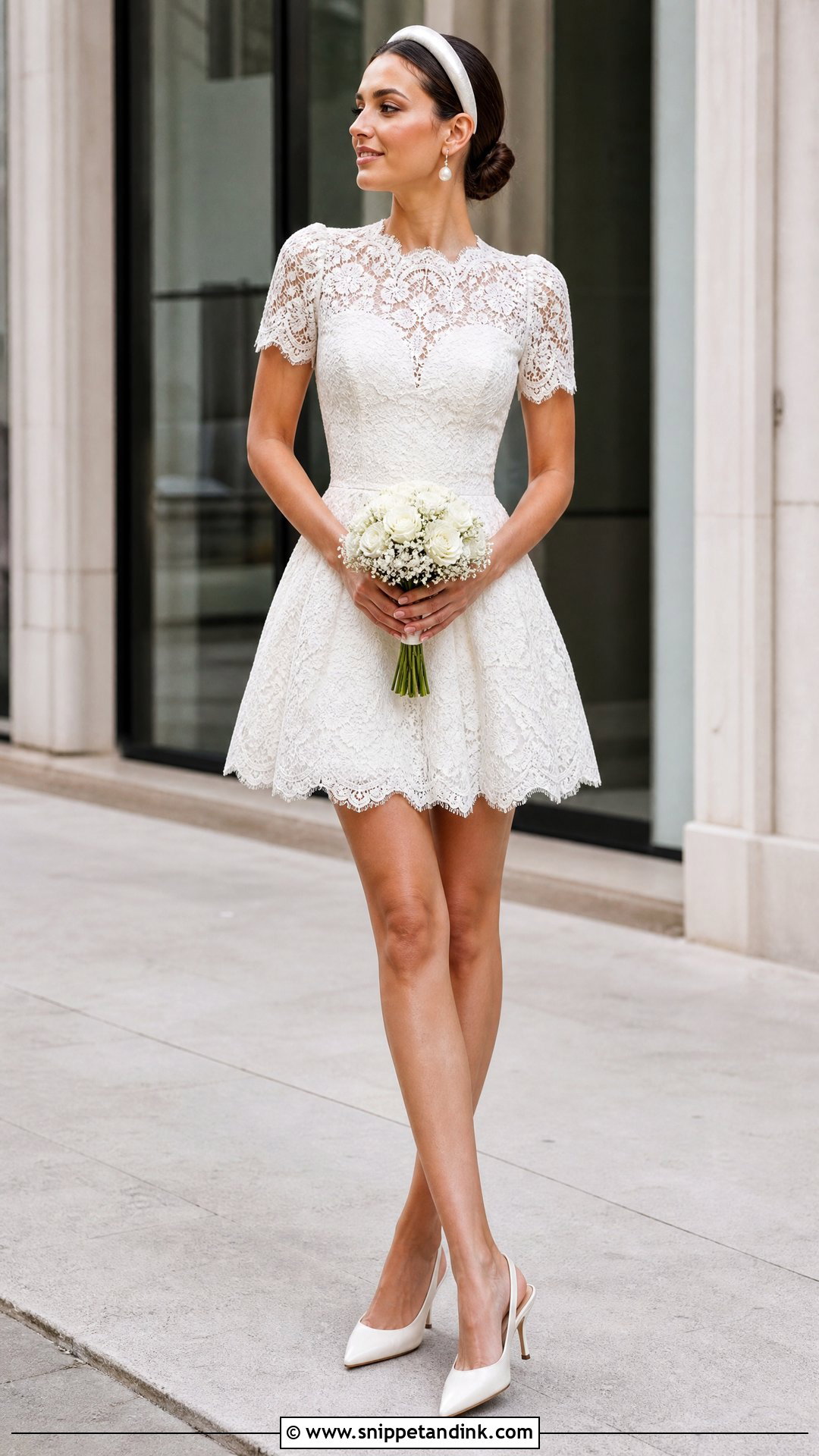 Short Sleeve Lace Wedding Mini Dress - Snippet and Ink - 20 Short Sleeve Lace Wedding Dress Ideas