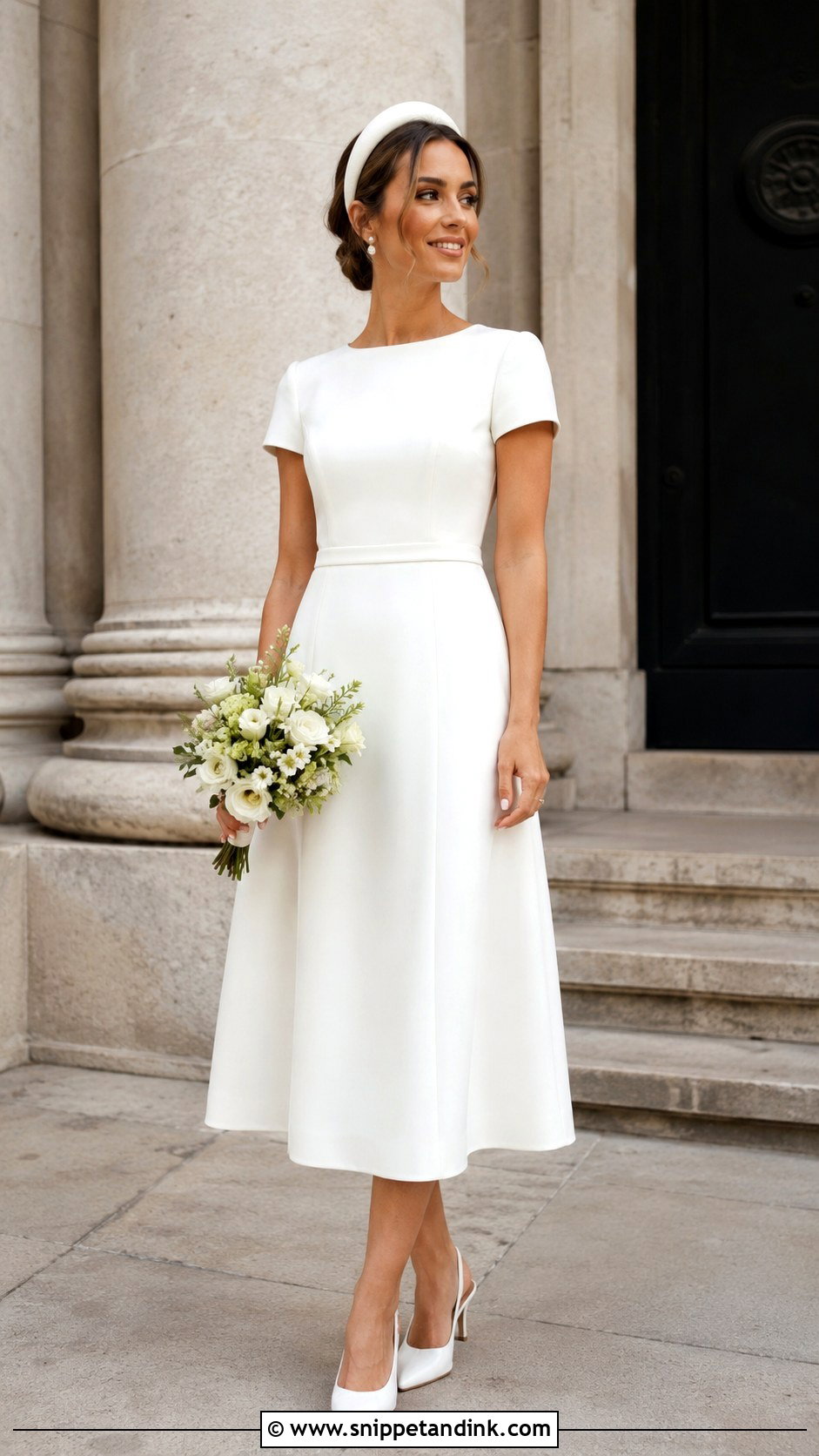 Short Sleeve Midi Wedding Dress - Snippet and Ink - 20 Comfy Wedding Dress Ideas