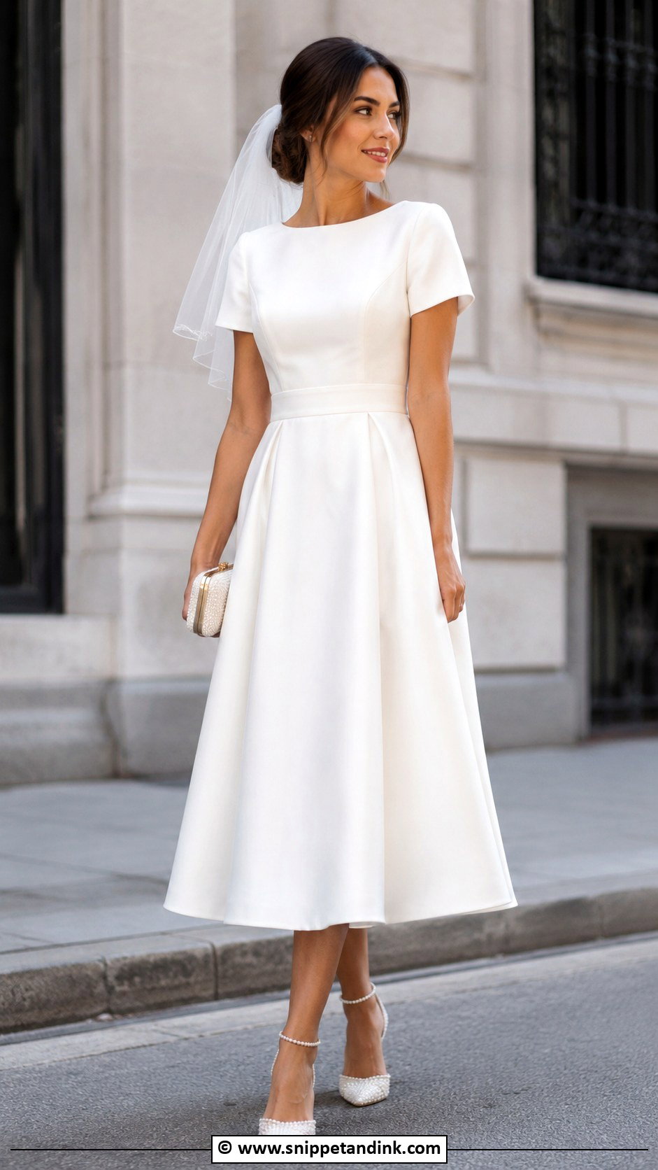 Short Sleeve Midi Wedding Dress - Snippet and Ink - 30 Short Sleeve Wedding Dress Ideas