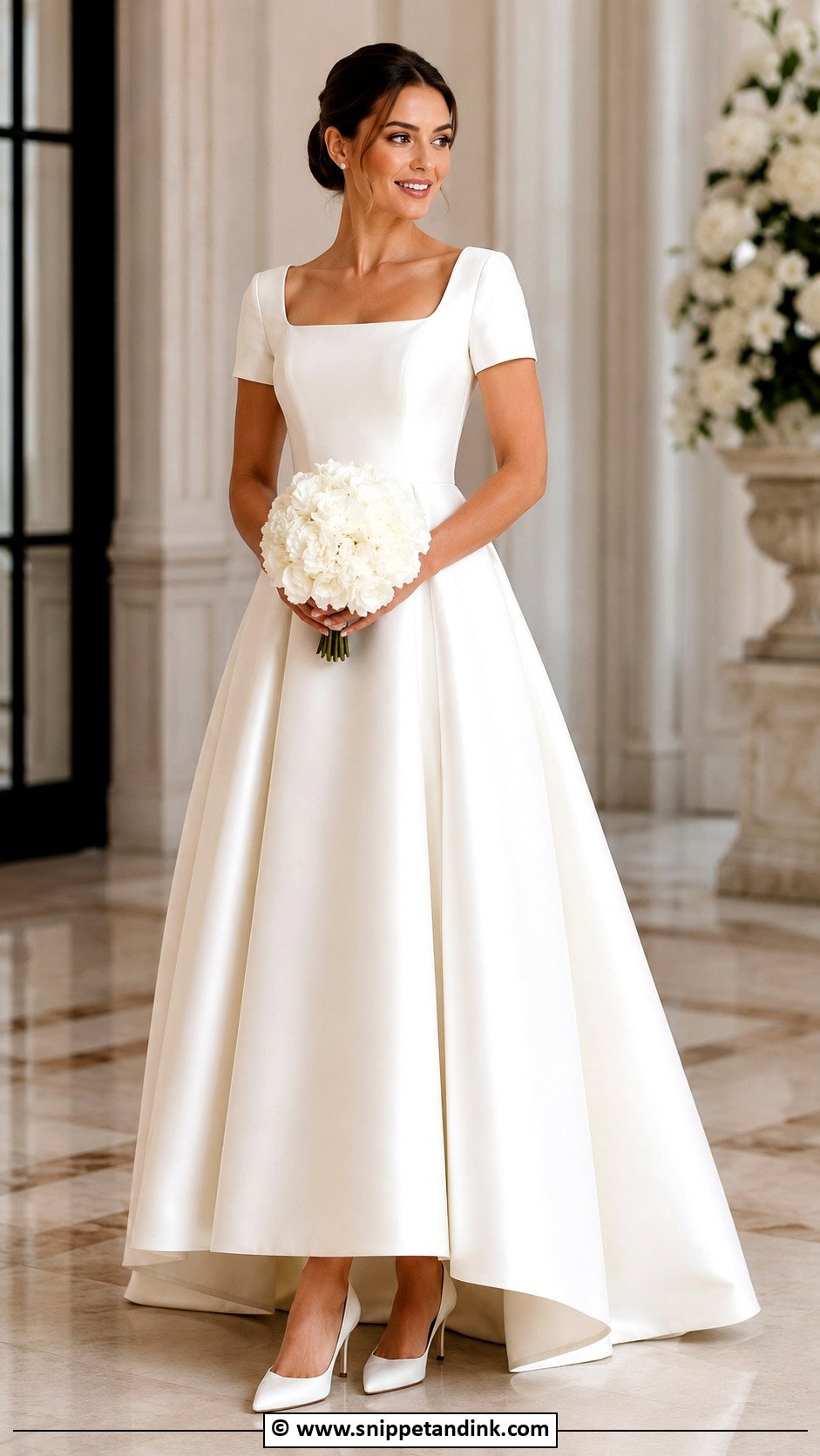 Short Sleeve Mikado Wedding Dress - Snippet and Ink - 30 Short Sleeve Wedding Dress Ideas