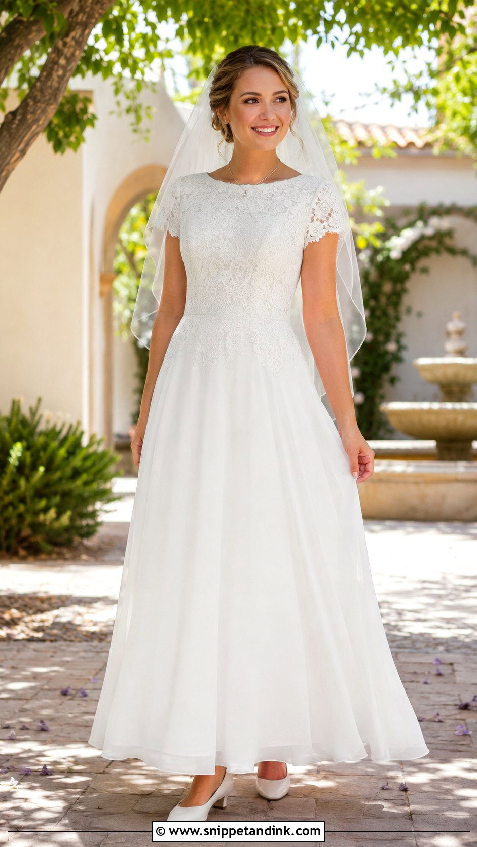 Short Sleeve Mormon Wedding Dress - Snippet and Ink - 25 Mormon Wedding Dresses