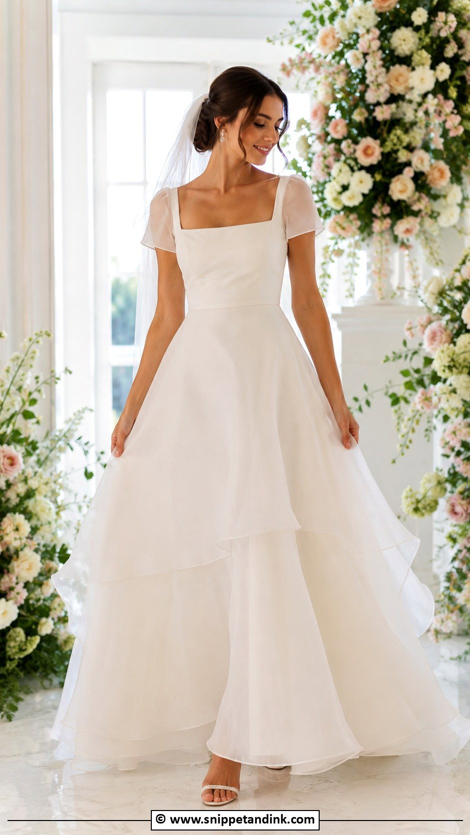 Short Sleeve Organza Wedding Dress - Snippet and Ink - 30 Short Sleeve Wedding Dress Ideas