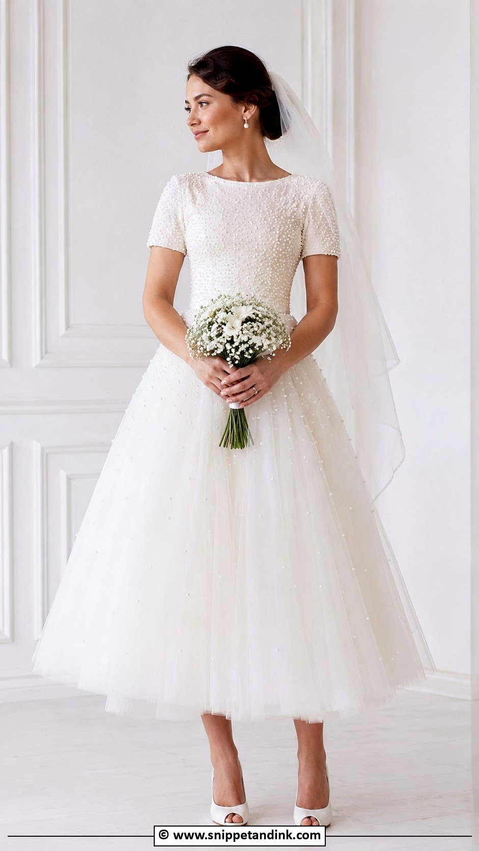 Short Sleeve Pearl Wedding Dress - Snippet and Ink - 30 Short Sleeve Wedding Dress Ideas
