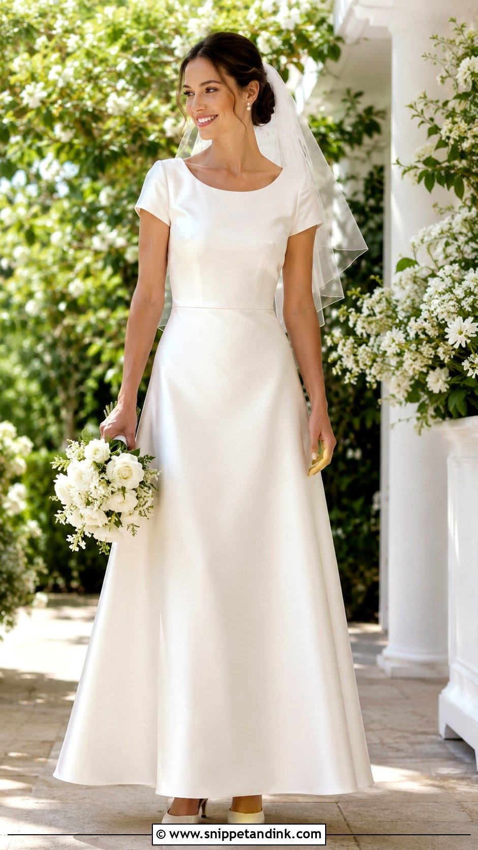 Short Sleeve Satin A Line Wedding Dress - Snippet and Ink - 25 Satin a Line Wedding Dress Ideas