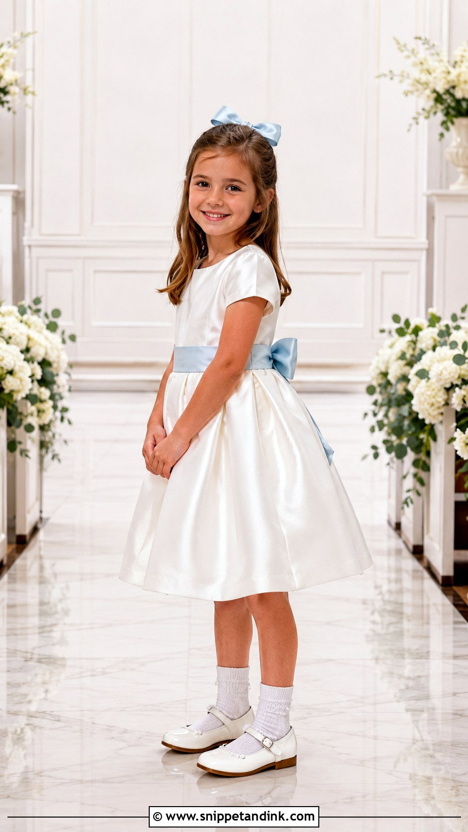 Short Sleeve Satin Kids Wedding Dress - Snippet and Ink - 20 Kids Wedding Dresses