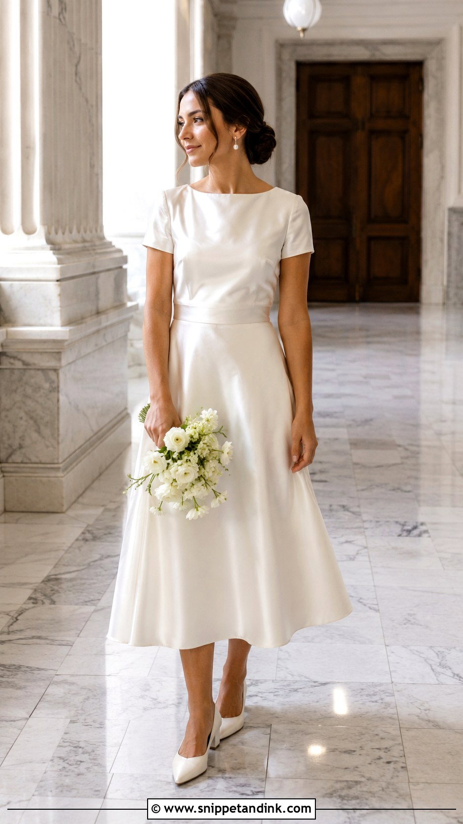 Short Sleeve Satin Wedding Dress - Snippet and Ink - 25 2nd Wedding Dress Ideas