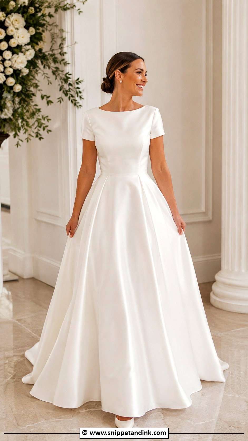 Short Sleeve Satin Wedding Dress - Snippet and Ink - 30 Short Sleeve Wedding Dress Ideas