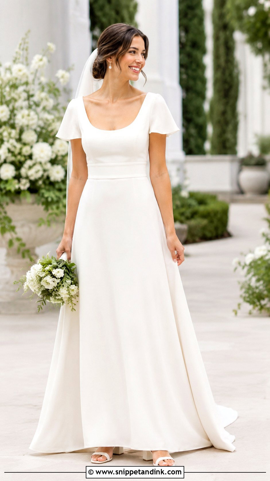 Short Sleeve Scoop Neck Wedding Dress - Snippet and Ink - 25 Scoop Neck Wedding Dress Ideas