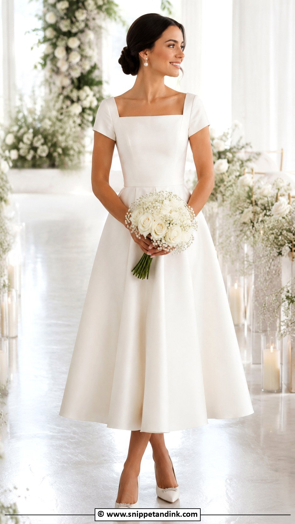 Short Sleeve Square Neck Wedding Dress - Snippet and Ink - 30 Short Sleeve Wedding Dress Ideas