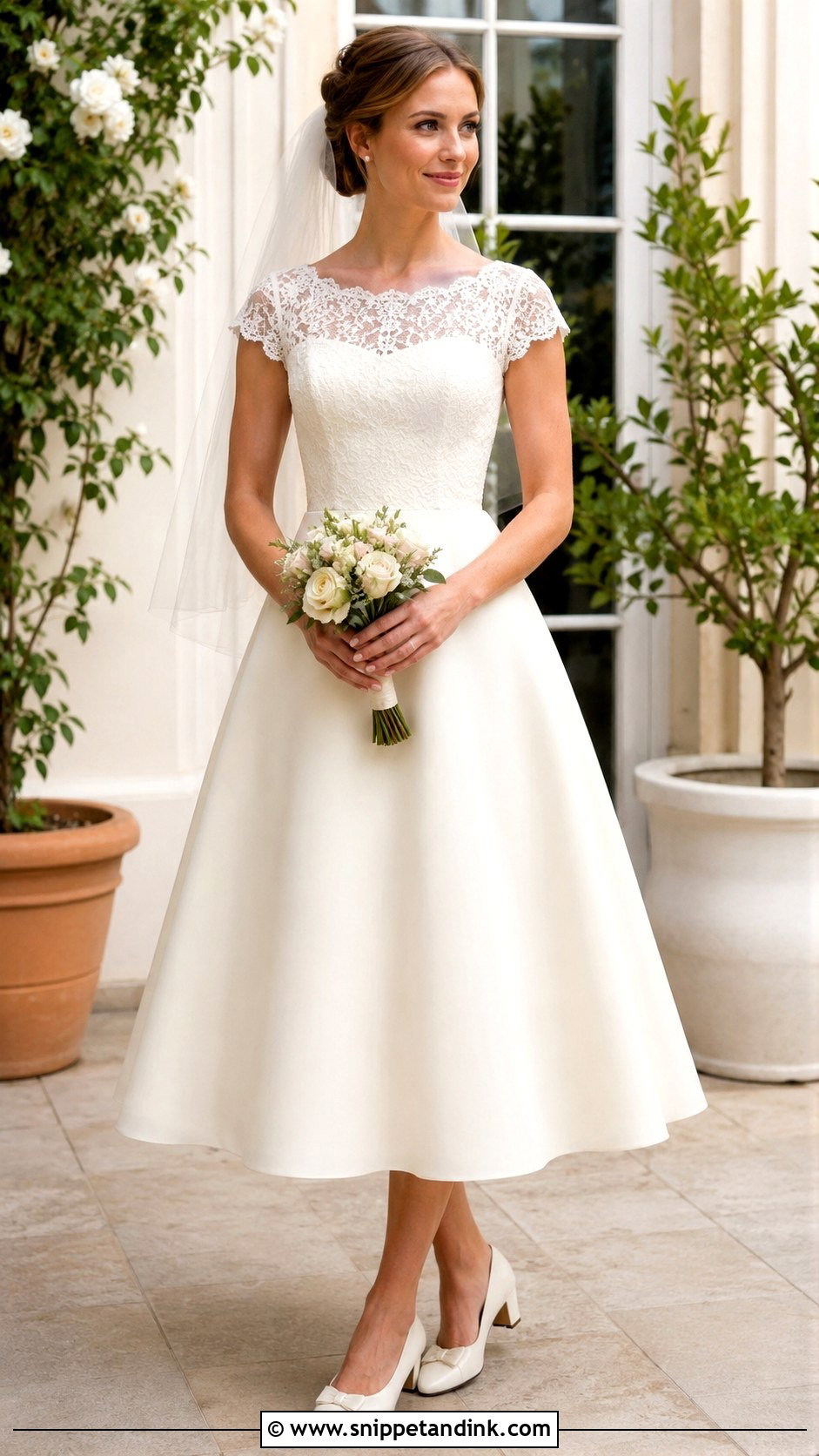 Short Sleeve Tea Length Wedding Dress - Snippet and Ink - 25 Tea Length Wedding Dress Vintage Ideas