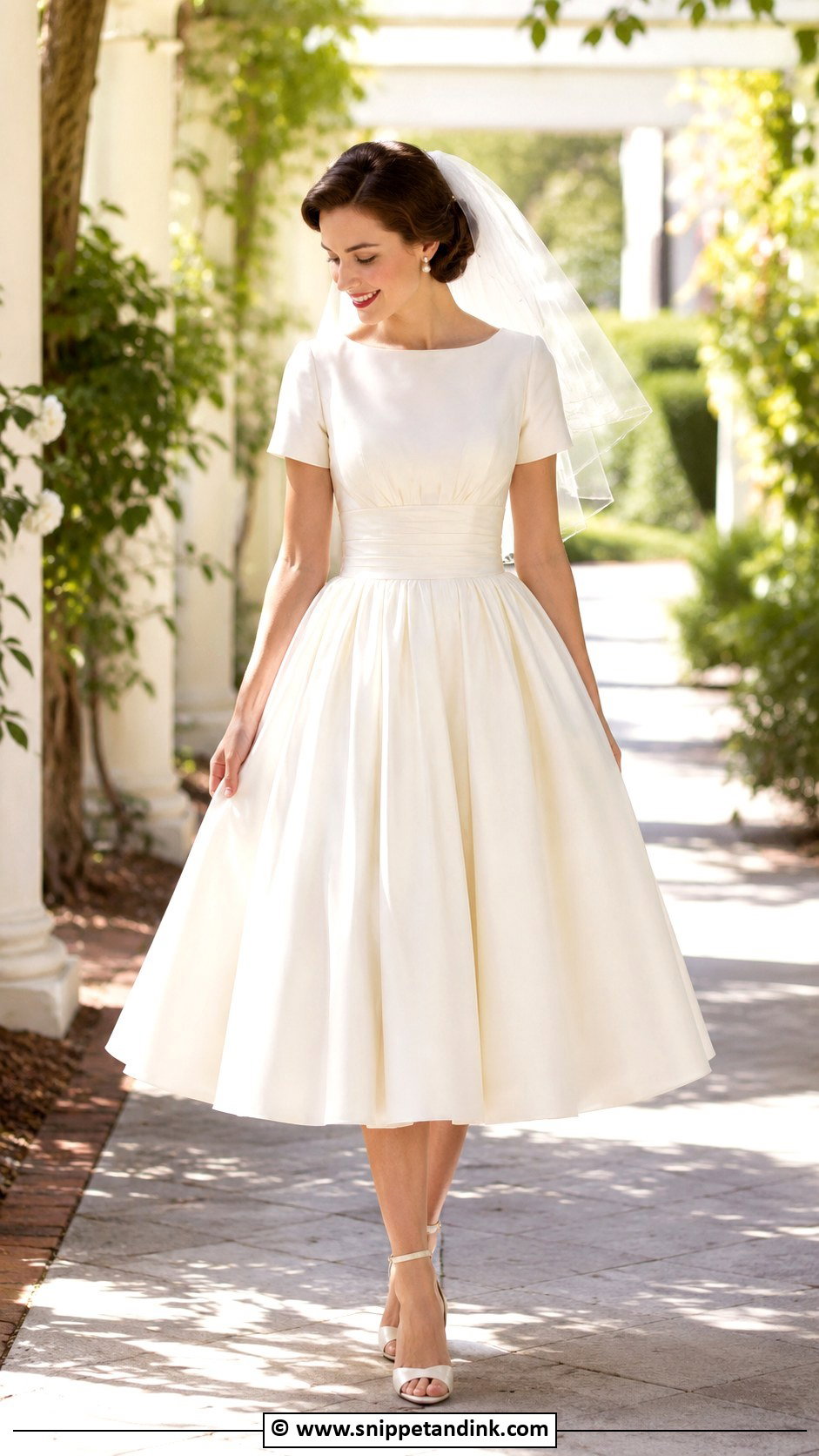 Short Sleeve Tea Length Wedding Dress - Snippet and Ink - 30 Short Sleeve Wedding Dress Ideas