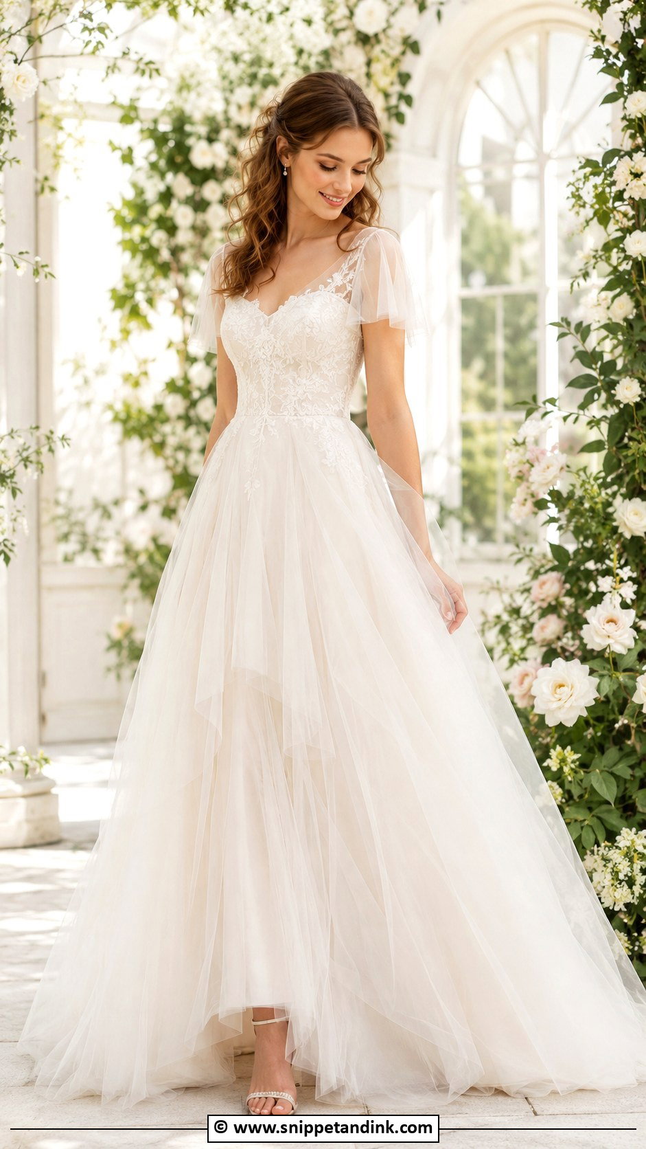 Short Sleeve Tulle Wedding Dress - Snippet and Ink - 30 Short Sleeve Wedding Dress Ideas