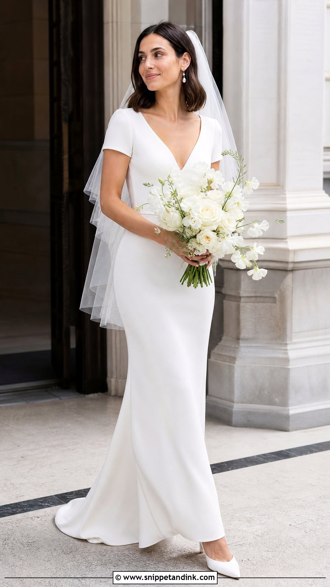 Short Sleeve V Neck Wedding Dress - Snippet and Ink - 25 Wedding Dresses V Neck