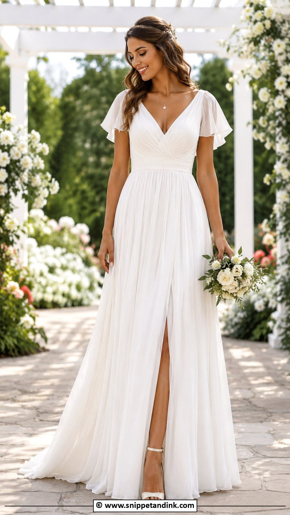 Short Sleeve V Neck Wedding Dress - Snippet and Ink - 30 Short Sleeve Wedding Dress Ideas