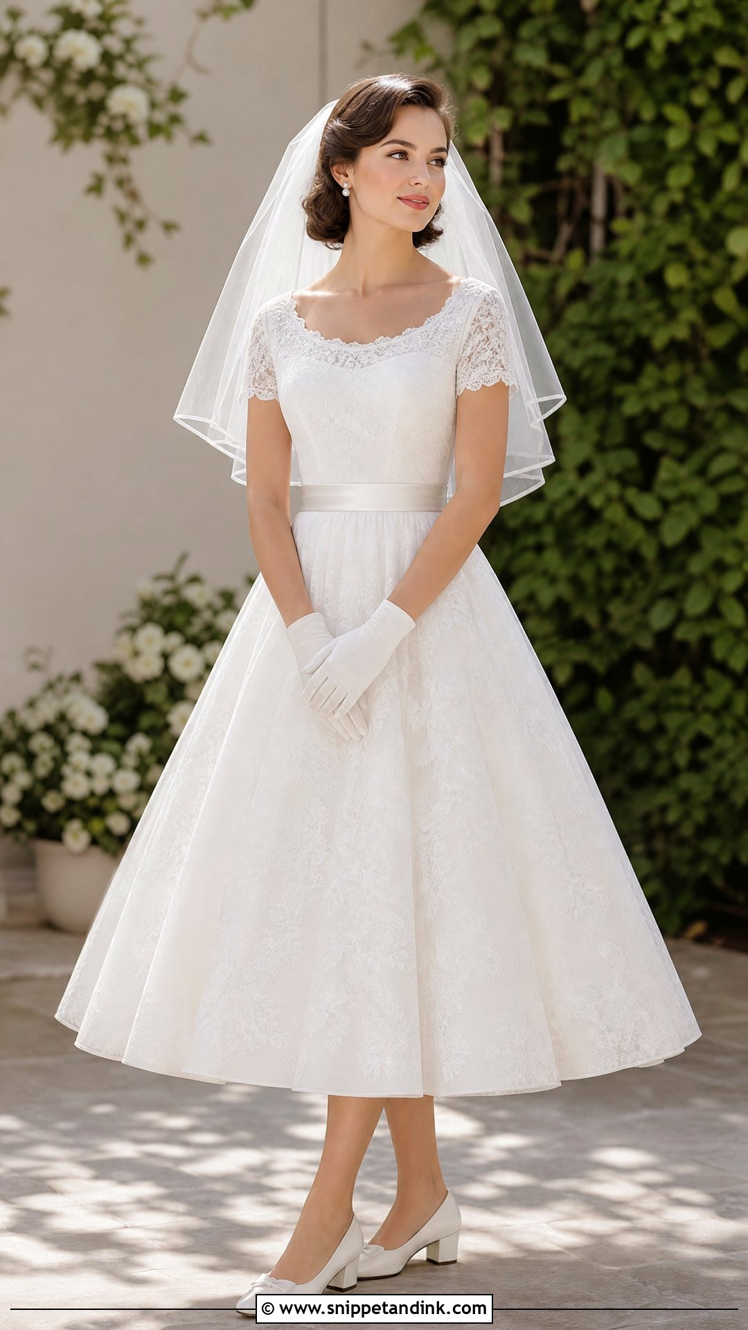 Short Sleeve Vintage 50s Wedding Dress - Snippet and Ink - 20 Vintage 50s Wedding Dresses