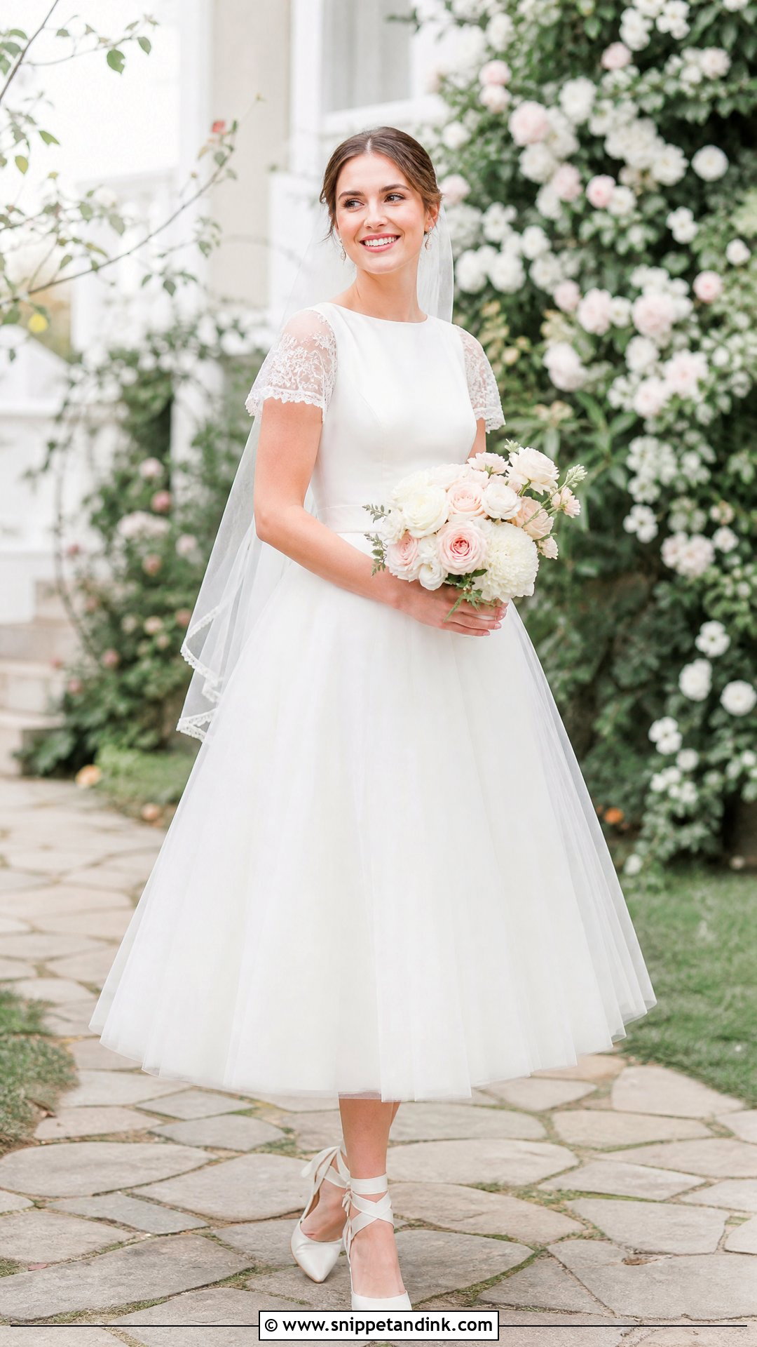 Short Sleeve Wedding Dress With Tulle Skirt - Snippet and Ink - 25 Different Wedding Dress Styles