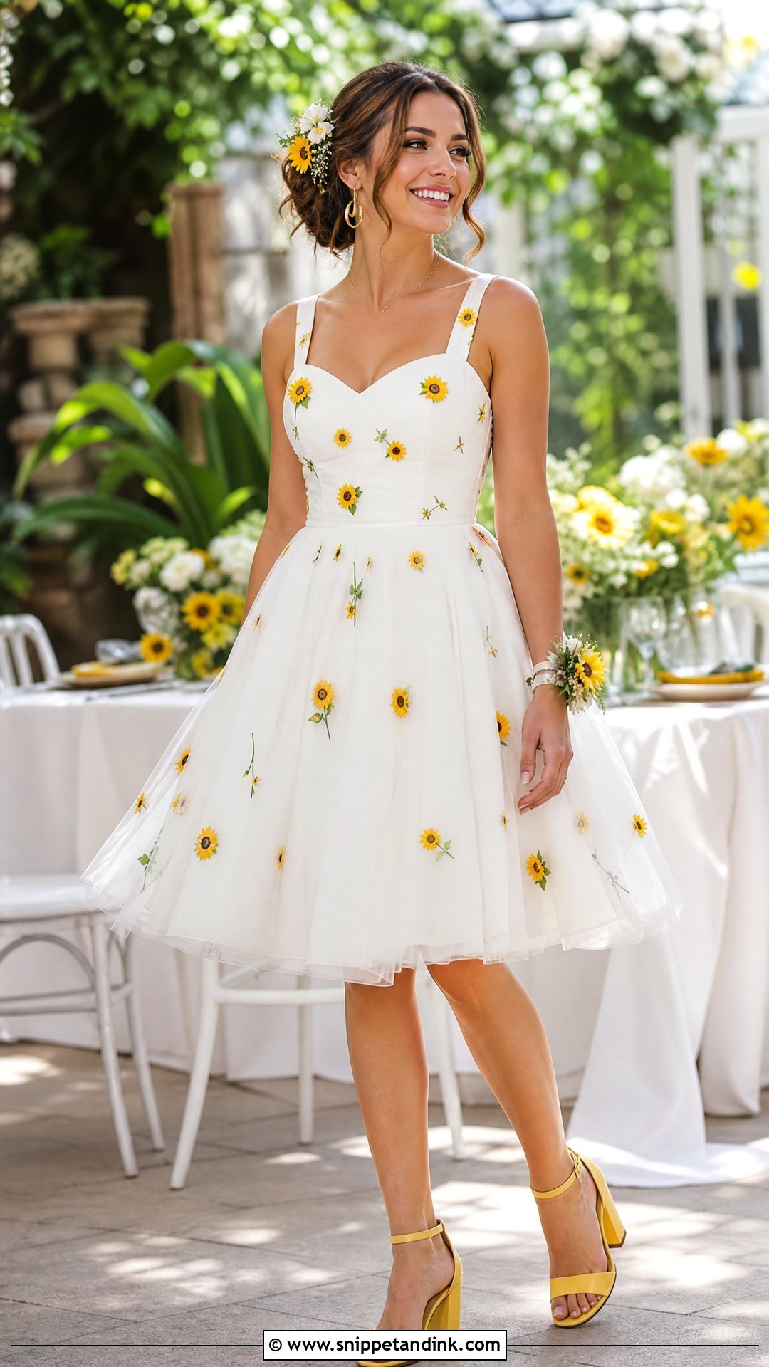 Short Sunflower Reception Wedding Dress - Snippet and Ink - 25 Sunflower Wedding Dress Ideas