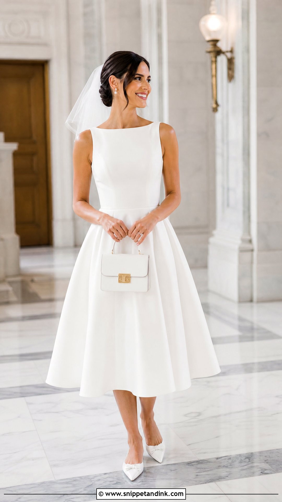 Short Tea Length Bride Dress With Pointed Flats - Snippet and Ink - 25 Short Bride Dress Ideas