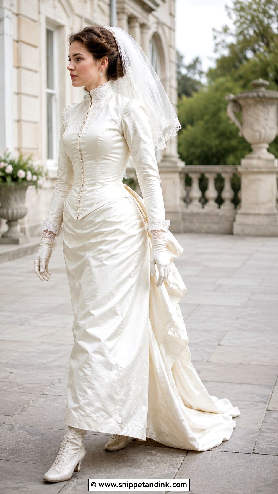 Short Train 1880s Wedding Dress - Snippet and Ink - 20 1880s Wedding Dress Ideas