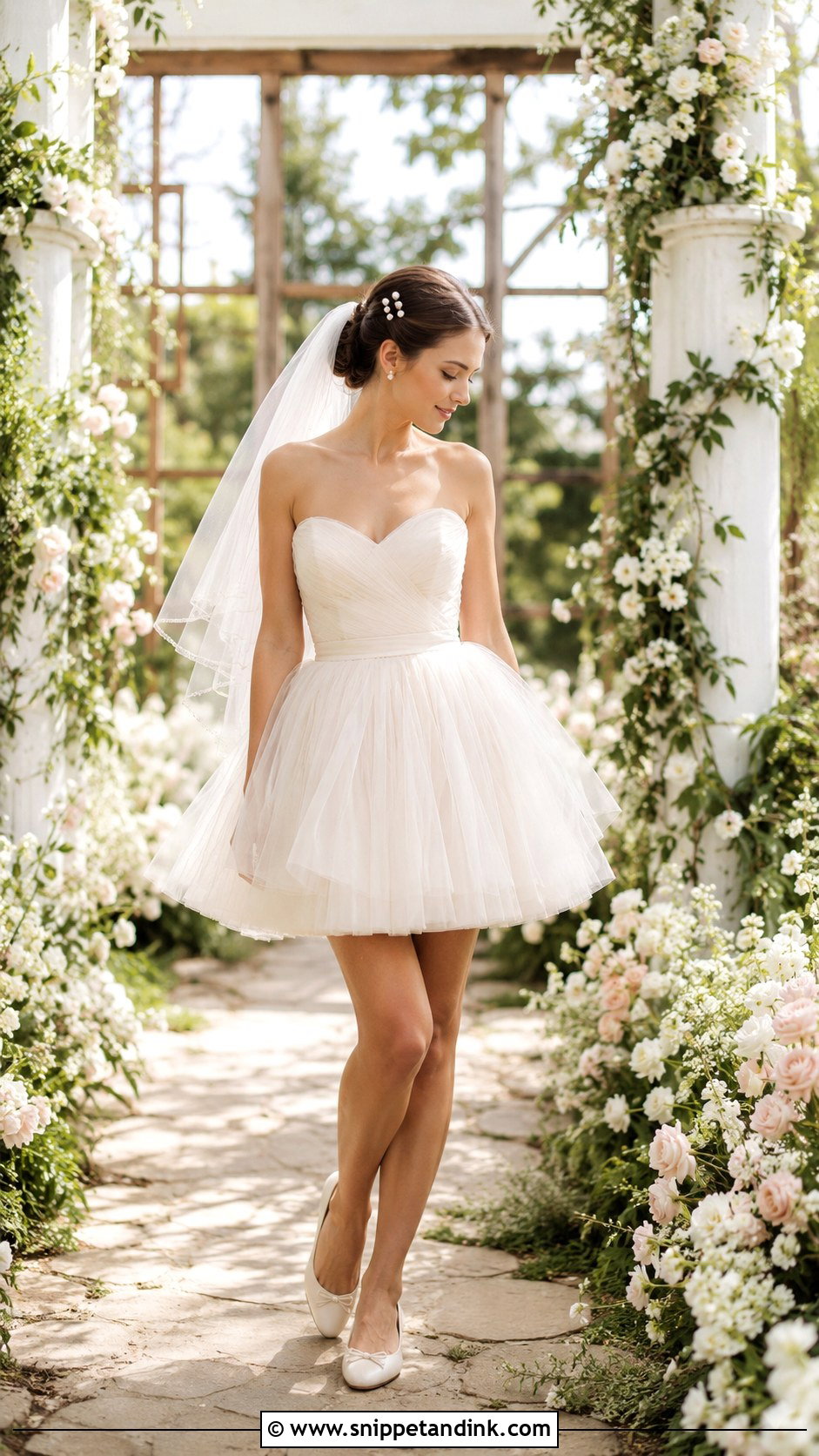 Short Tulle Wedding Dress With Ballet Flats - Snippet and Ink - 25 Short Elegant Wedding Dress Ideas