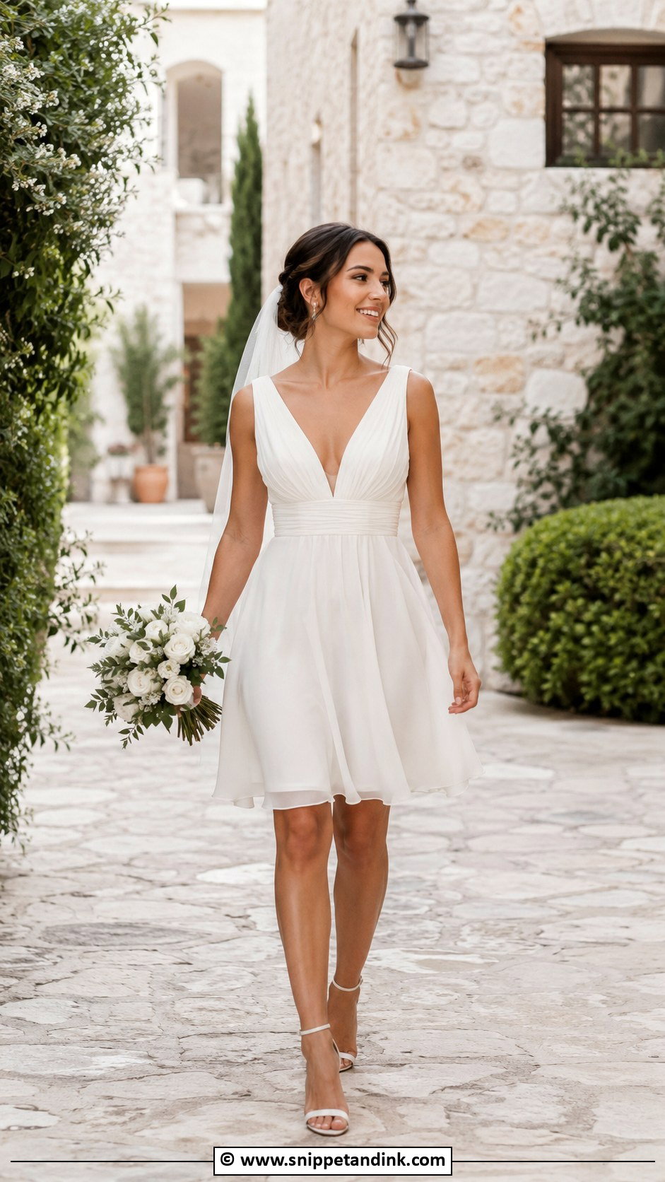 Short V Neck Wedding Dress - Snippet and Ink - 30 Short Wedding Dresses