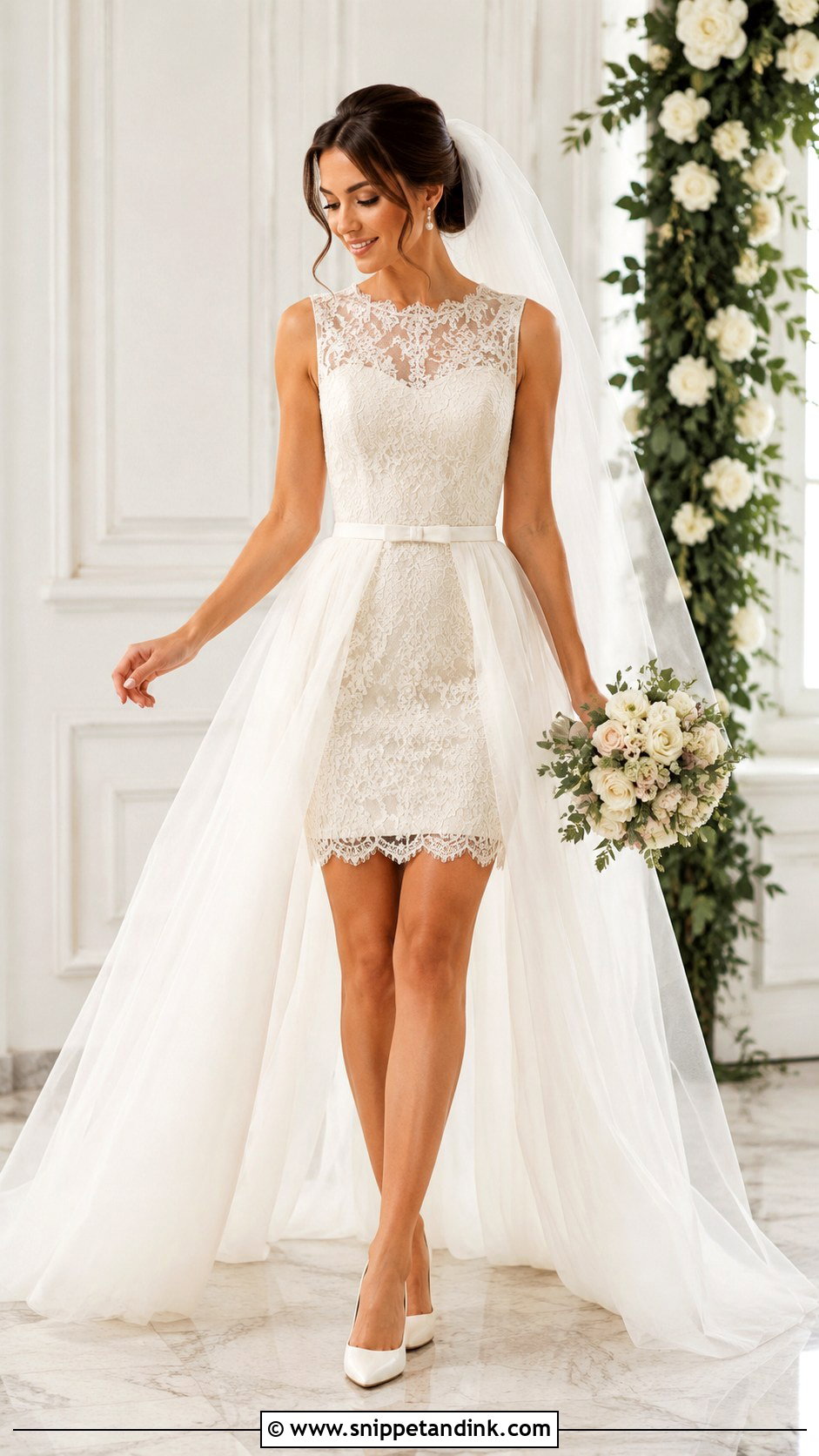 Short Vintage Wedding Dress With Detachable Overskirt - Snippet and Ink - 25 Short Vintage Wedding Dress Ideas
