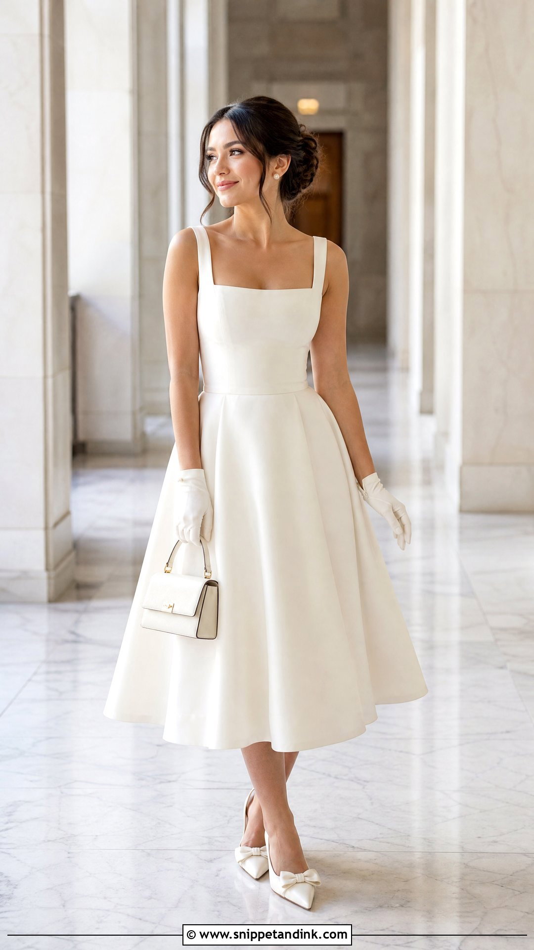 Short Wedding Dress Gloves With Tea Length Dress - Snippet and Ink - 25 Wedding Dress Gloves Ideas