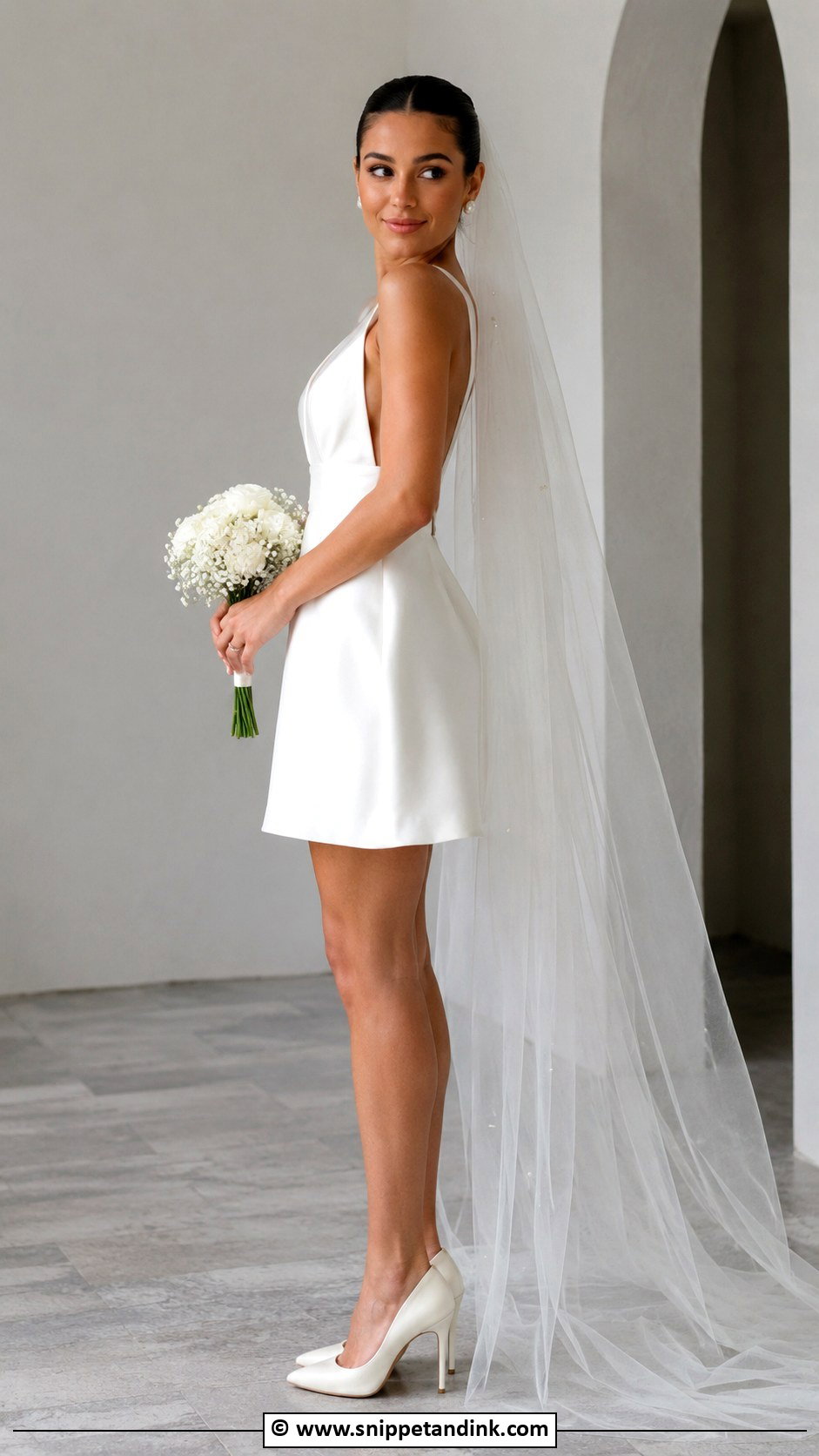 Short Wedding Dress With Bridal Veil - Snippet and Ink - 35 Short Wedding Dress Ideas