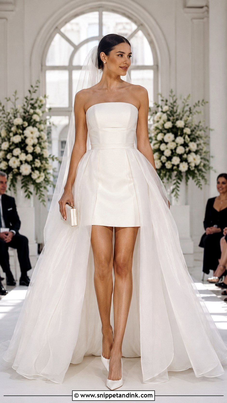 Short Wedding Dress With Detachable Overskirt - Snippet and Ink - 20 Modern Short Wedding Dress Ideas